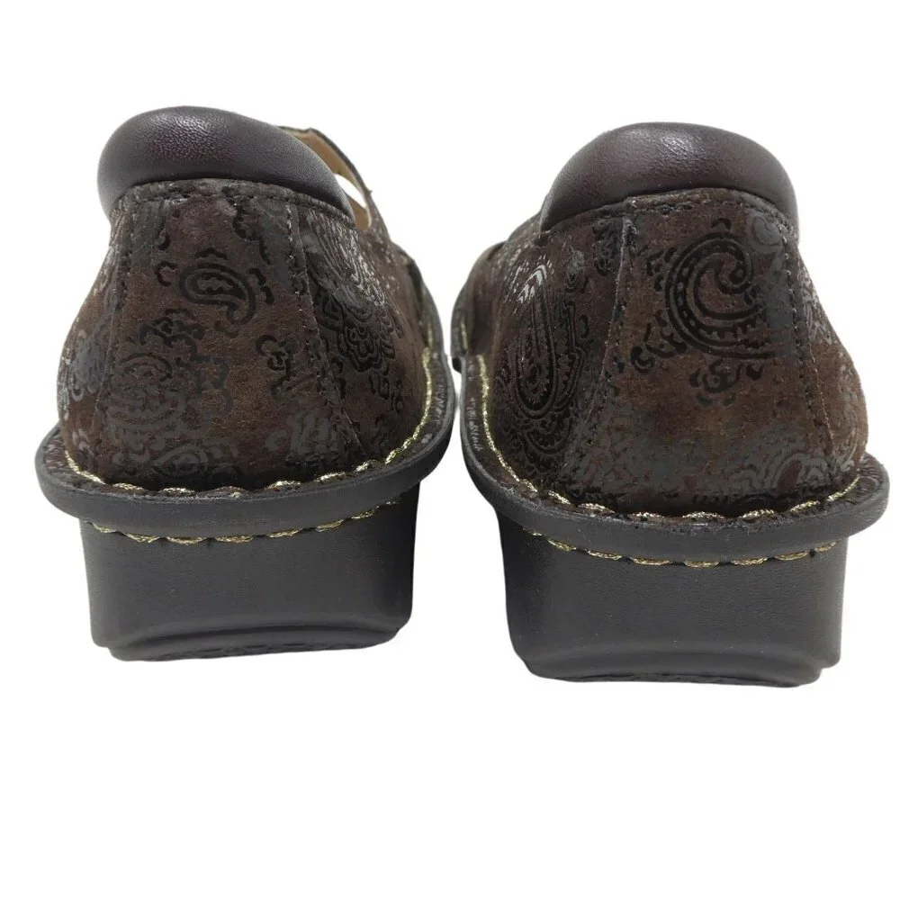 Alegria Jil-562 Mary Jane Brown Leather Paisley Comfort Shoes Womens EU 40 US 10